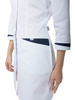 Женский медицинский халат с отделкой/ красивый халат для медика/ для врача/ для лаборанта/ для косметолога