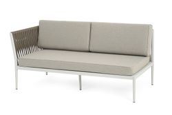 "Касабланка" правый модуль плетеный из роупа, каркас алюминий светло-серый (RAL7035) муар, роуп серо-коричневый 23мм, ткань бежевая 15052