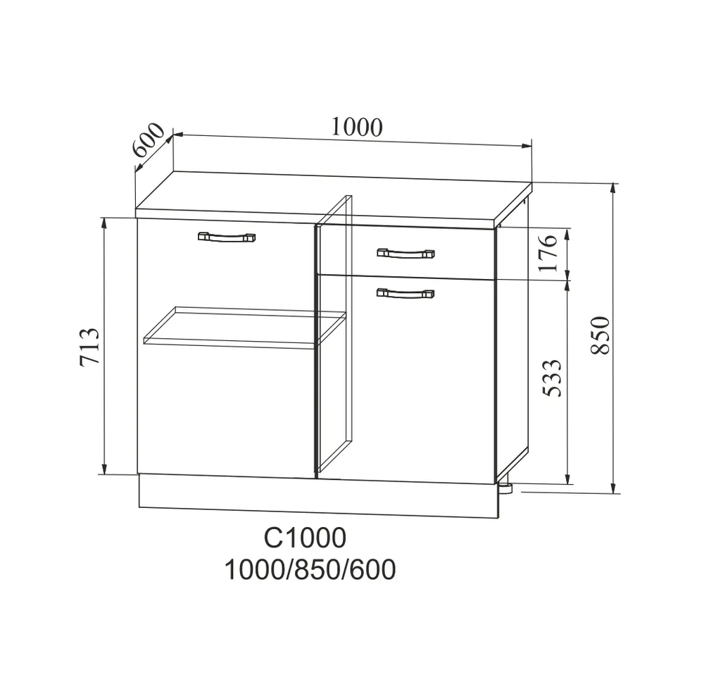 Лофт Дуб цикорий С 1000