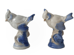 Фарфоровая статуэтка. Синичка. Анималистика. Старая Гжель. Фарфор, позолота, ручная роспись,  СССР.