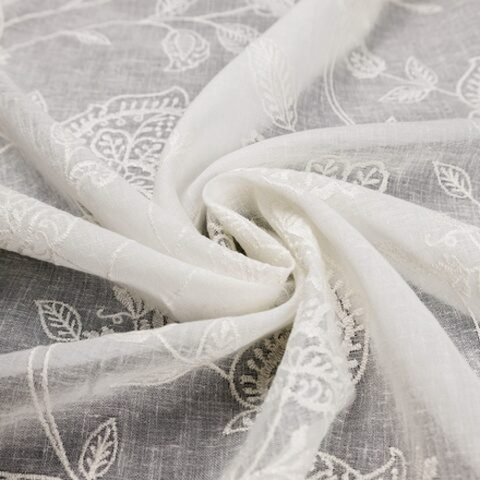 Тюль с вышивкой на нежном батисте Vistex арт. Fiore col. naturale (высота 300 см, Турция)
