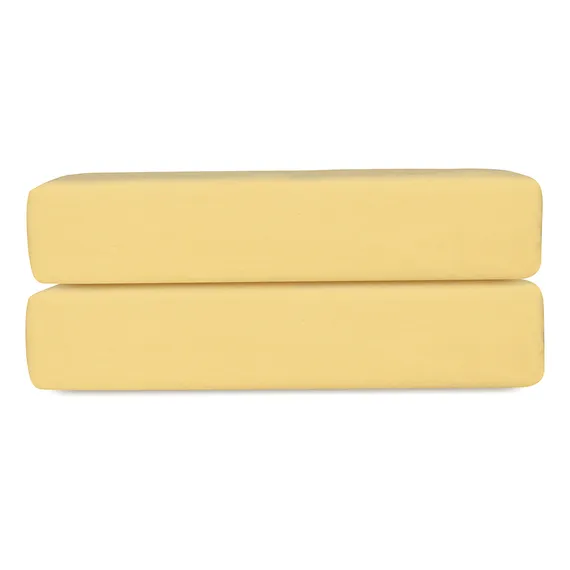 Простыня на резинке из стираного перкаля светло-желтого цвета из коллекции essential, 180х200х30 см