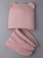 Шапка для девочки с ушками и снуд на осень