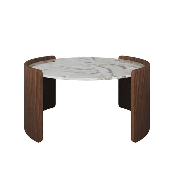 Столик Lagom Stone D 65 см высота 32 см (камень OV2, орех)