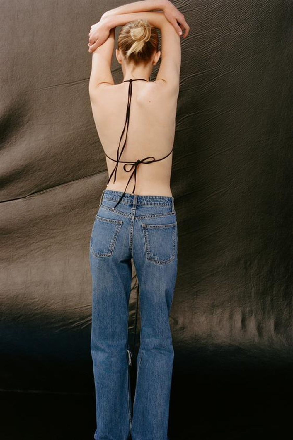 ZARA ДЖИНСЫ СО СРЕДНЕЙ ПОСАДКОЙ И РАЗРЕЗАМИ TRF WIDE LEG, МОРСКОЙ СИНИЙ