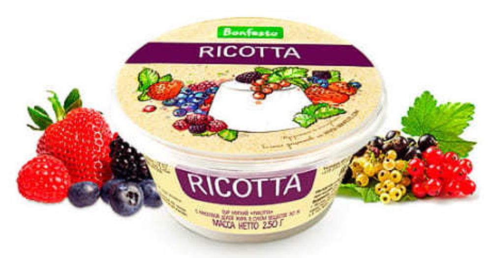 Белорусский сыр мягкий &quot;Ricotta&quot; 250г. Bonfesto - купить с доставкой на дом по Москве и области