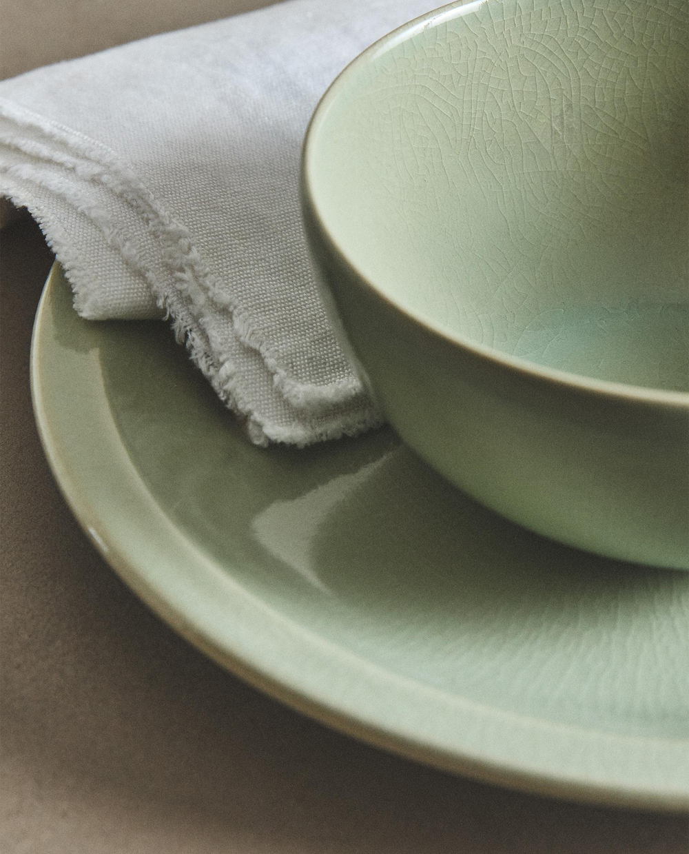 Zara Home миска из каменной керамики, цвет зелёный, 14.5 см