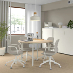 Стол для переговоров круглый - MITTZON IKEA /ИКЕА МИТТЗОН , 120х75 см, светло-коричневый/белый