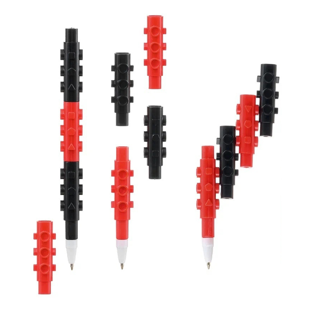 Ручка шариковая, Basir, синие чернила, конструктор, черно-красный корпус, 12 шт