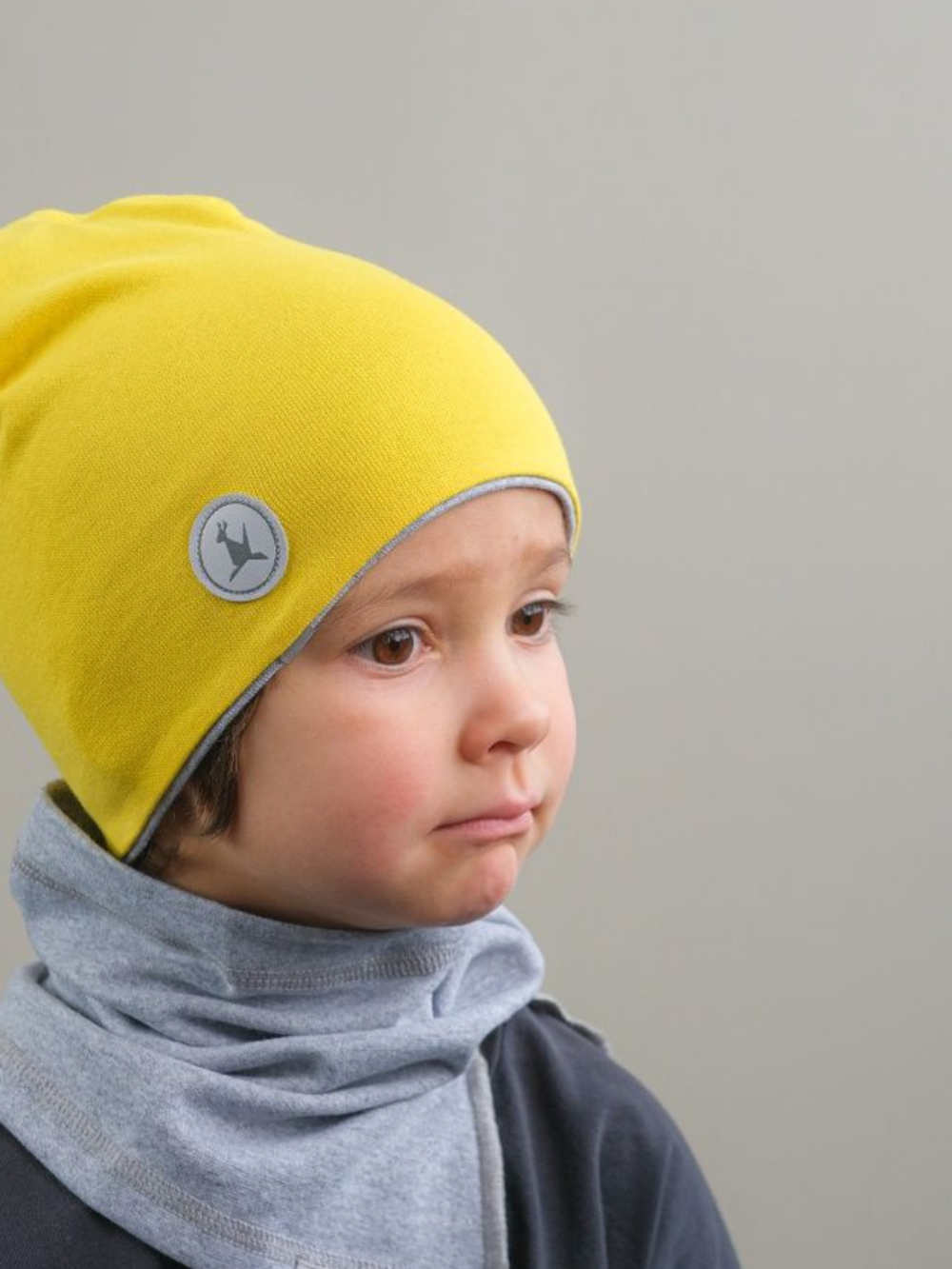Комплект Шапка трикотажная+снуд (Желтый, Серый меланж) ФЛАЙ