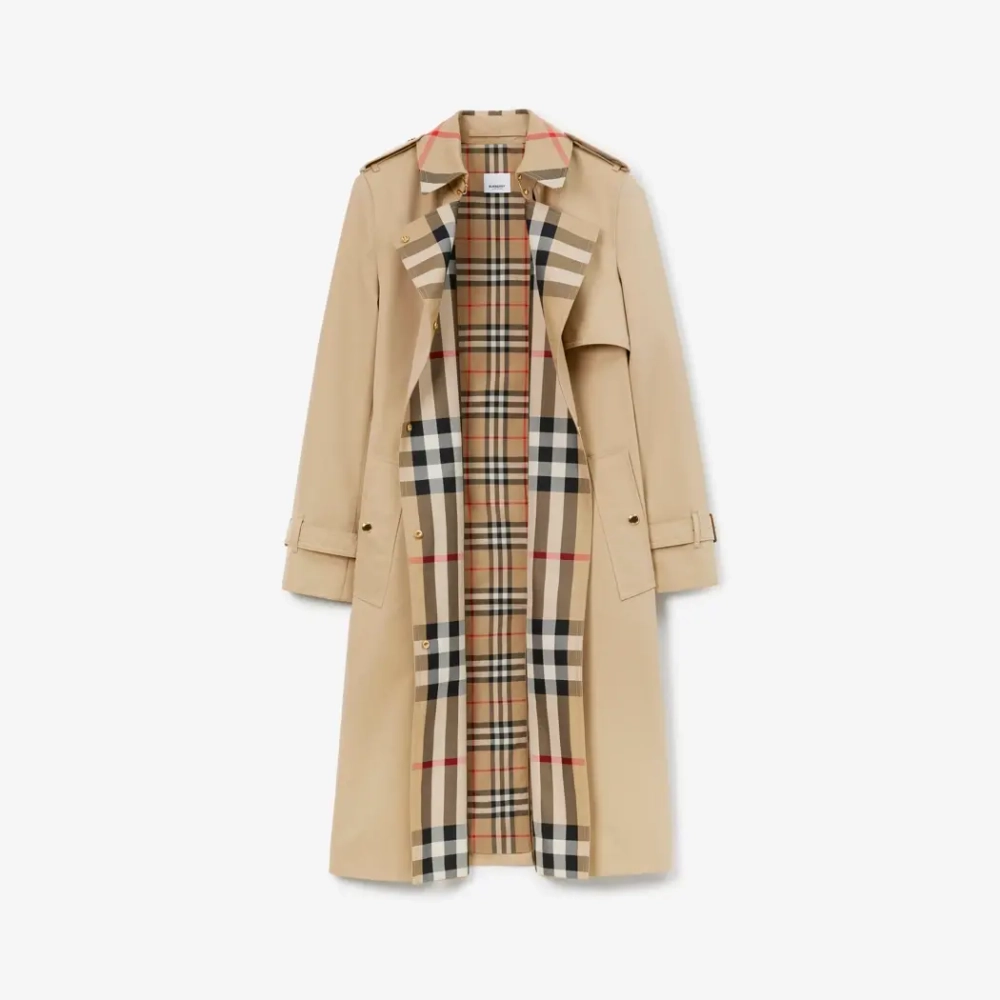 Длинный тренч с воротником и подкладкой Burberry Check