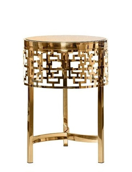 13RXFS5080M-GOLD Стол журнальный стекло коричн./золото d35*50см