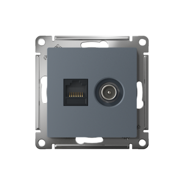 Розетка компьютерная + телевизионная 2-м СП AtlasDesign RJ45 кат.5E + TV механизм грифель SE ATN000789