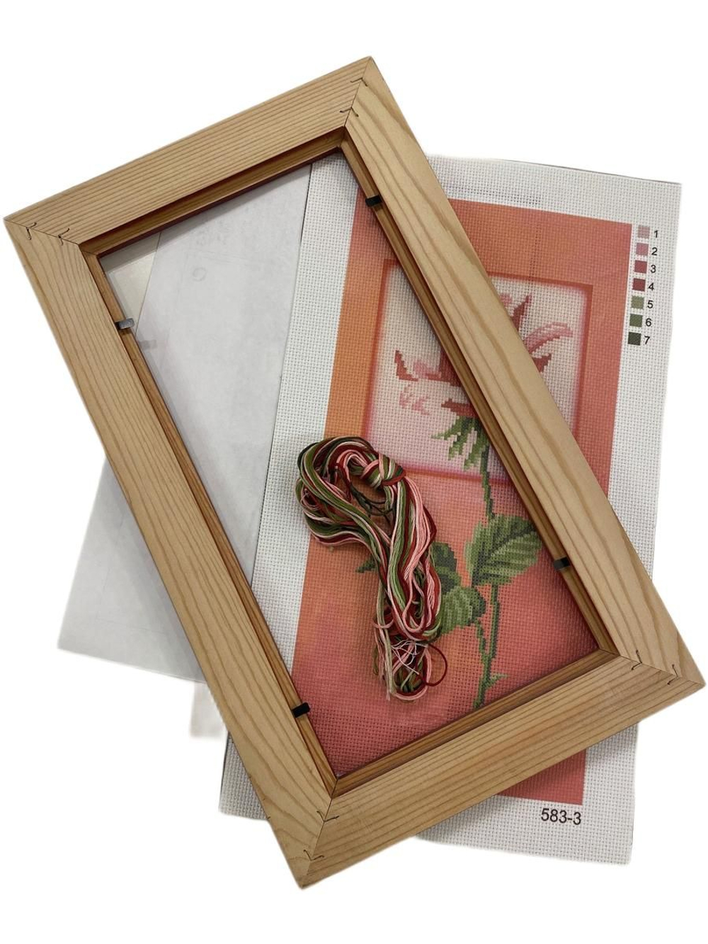 Набор для вышивания с деревянной рамкой (мулине 100% хлопок ) 23х39см Германия
