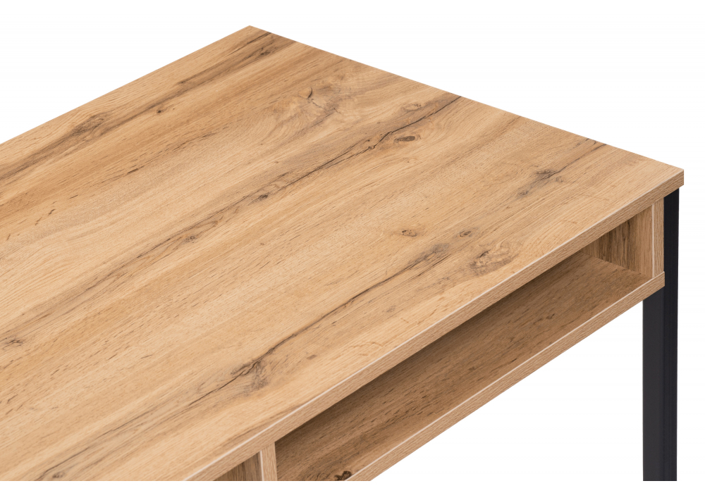 Письменный стол Woodville Леон Лофт дуб вотан/черный матовый, ножки черные