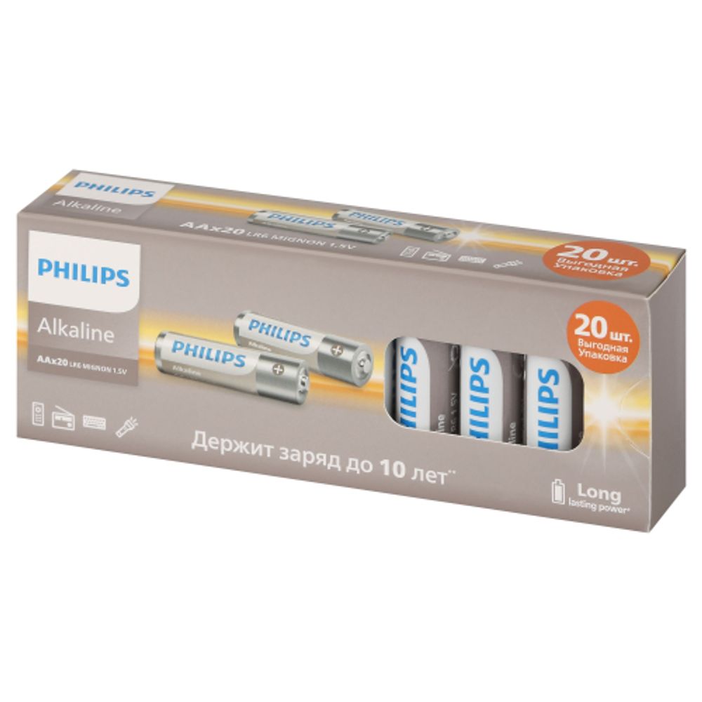 Батарейки Philips LR6A20BX/51 АА алкалиновые 1,5v 20 шт. LR6-20BL Entry
