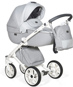 Детская коляска Indigo Porto 2 в 1 Po 02 св.серая кожа+св.серый лен