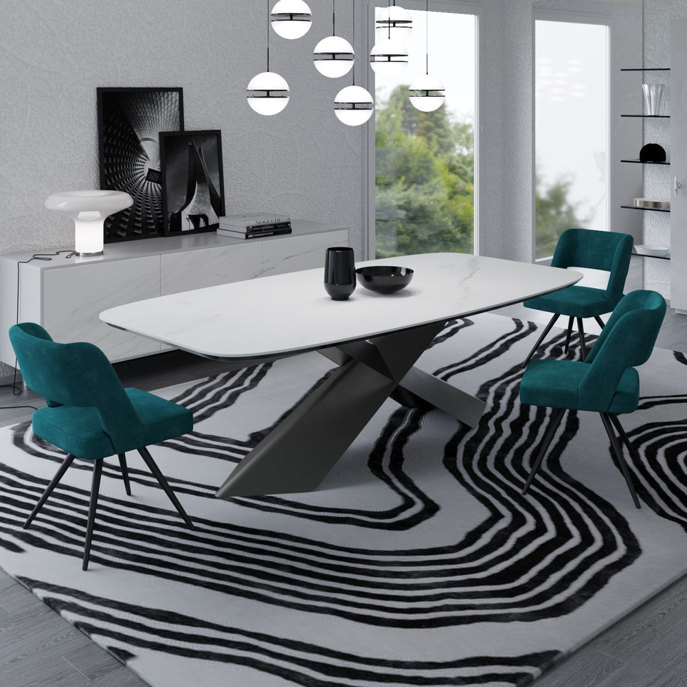 Стол овальный Tyler 180, керамика матовая,  светлый