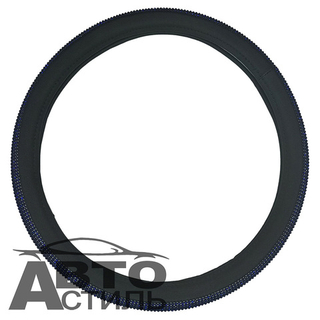 Оплетка на руль круглая Coolpart DIAMOND 50  (37*38) к/з черный/синий СТРАЗЫ A268BL-BLY