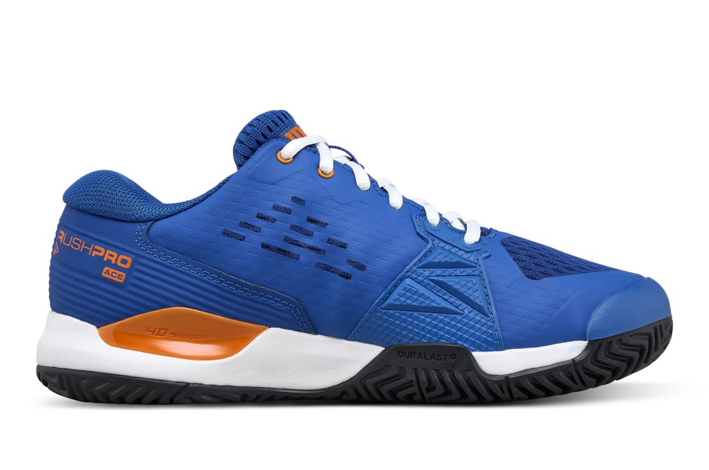 Детские Кроссовки теннисные  Wilson Rush Pro Ace Jr - deja vu blue/orange tiger/white