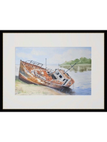 Картина авторская акварельная в паспарту 30х40 см на стену для интерьера "Последний причал"