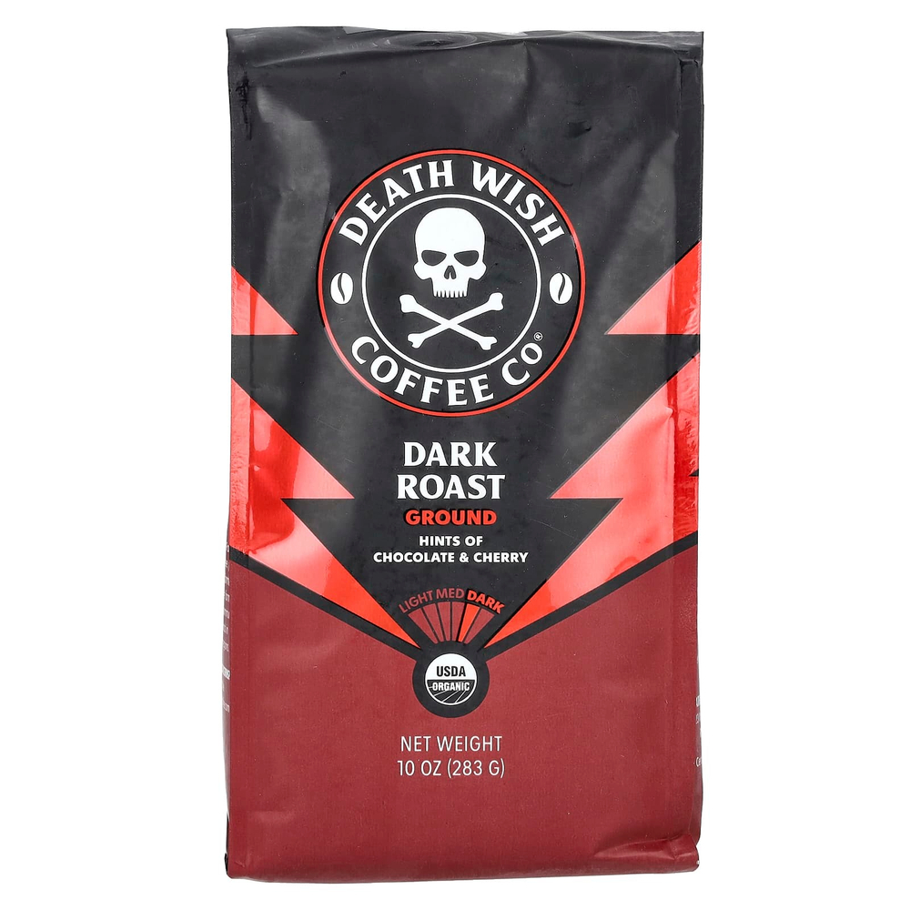 Death Wish Coffee, Молотый, темная обжарка, 283 г (10 унций)