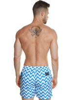 Мужские пляжные шорты с принтом в виде волн (Размер: XXL) (Цвет: белый)