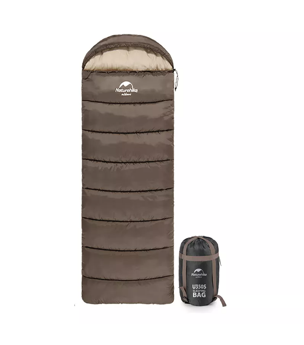 Мешок спальный Naturehike U350, (190х30)х75 см, (правый) (ТК: +1°C), коричневый