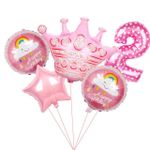 Шар (40"/102 см) Цифра, 2, Сердечки, Розовый, в упаковке 1 шт.