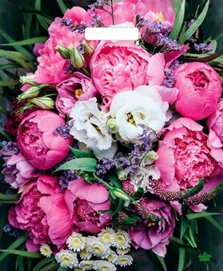 Пакеты с вырубной ручкой "Пионы" 38х45+3см 60мкм (50/500шт)