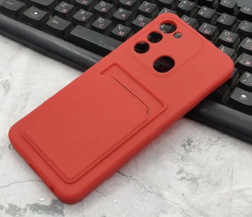 Накладка Tecno Spark 8C/GO с отделом для карт красный