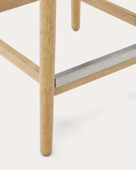 Полубарный стул Nina 62 см из массива акации с натуральной отделкой и черной веревкой