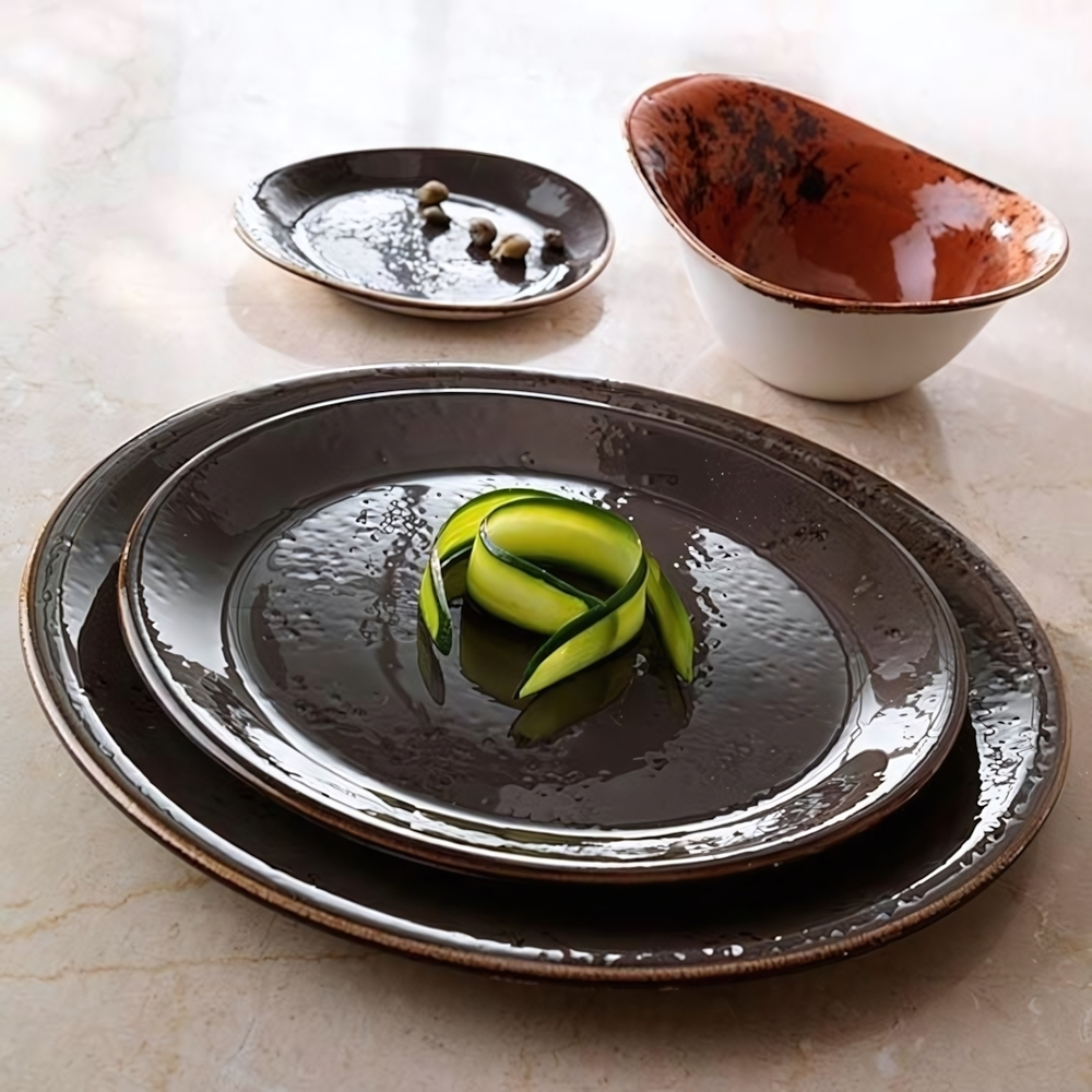 Фарфоровая тарелка «Крафт Грэй» (диаметр 25 см) (Цвет: серый)