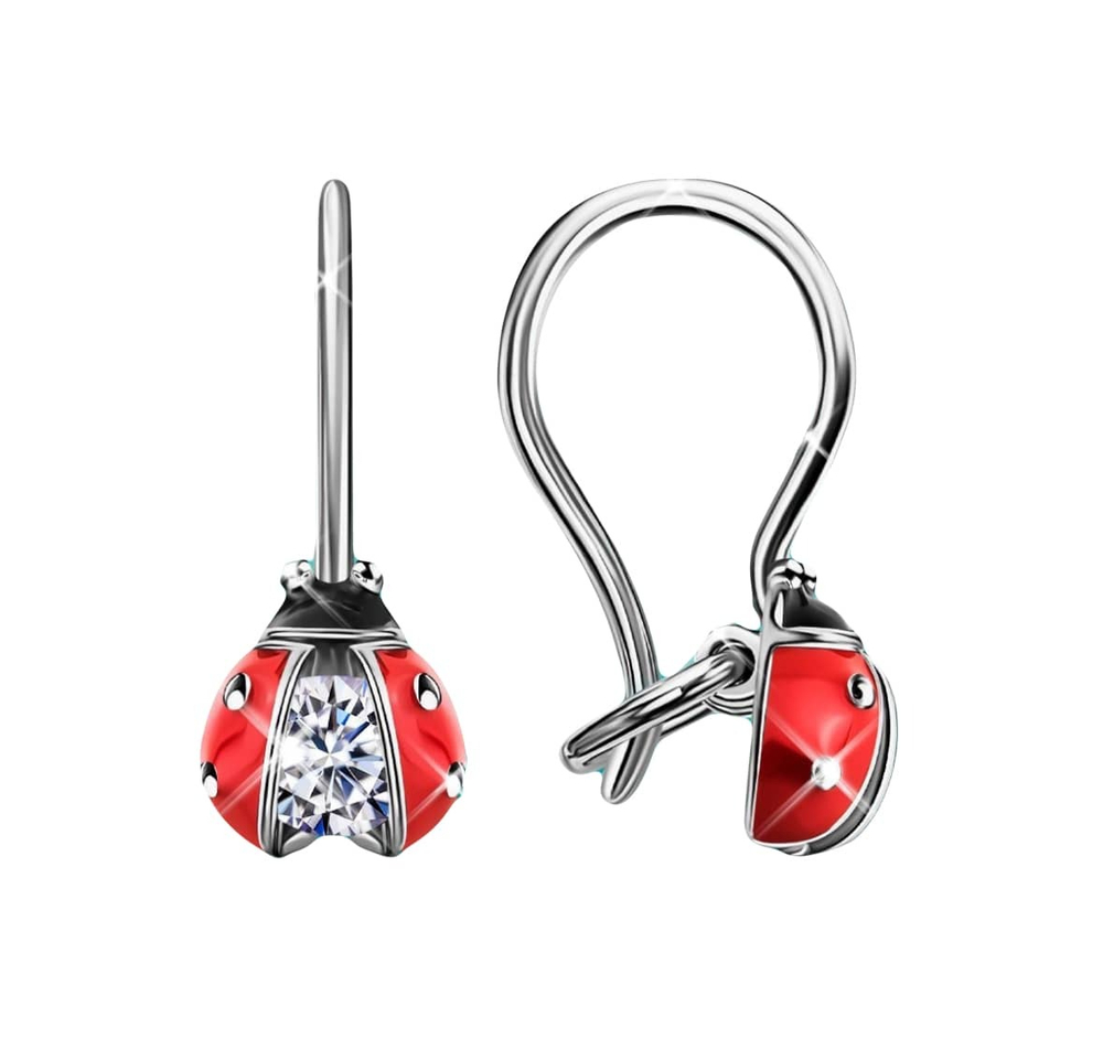 Серьги "Божья коровка" из серебра 925