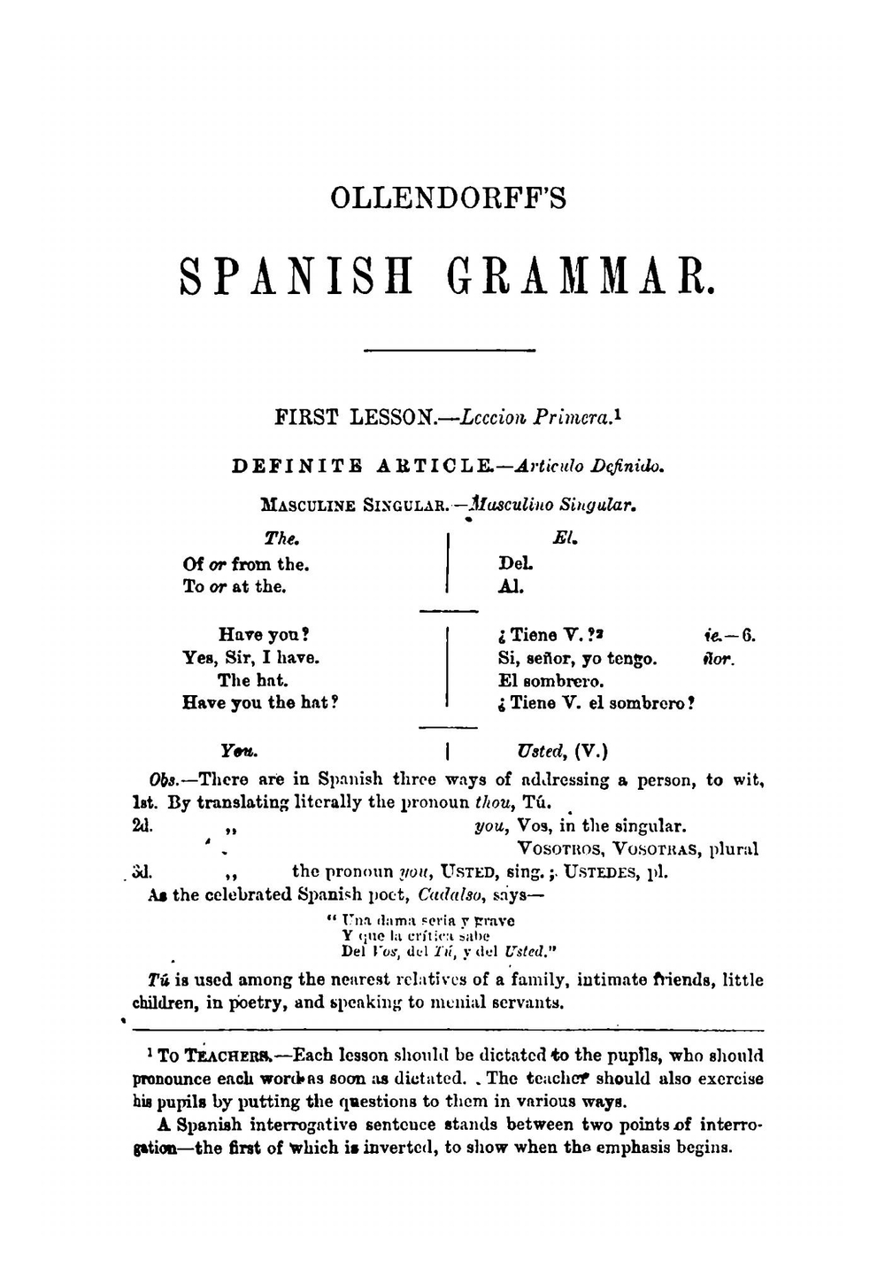 A New Method of Learning to Read, Write, and Speak the Spanish Language | M. Velasquez; T. Simonne