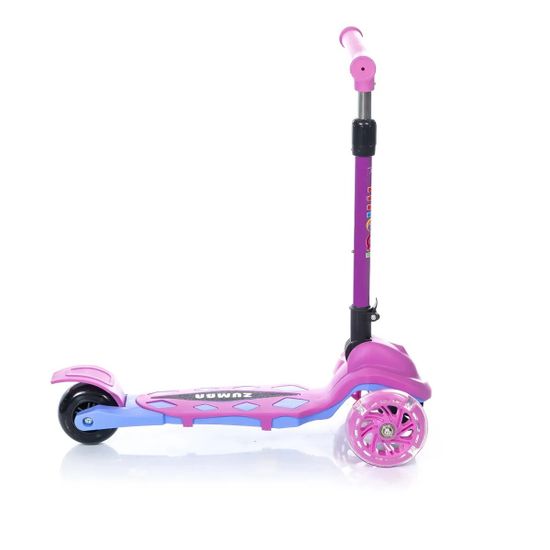 Самокат трехколесный со светящимися колесами Micar Zumba 2022 розовый