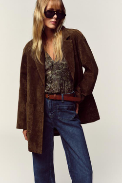 ZARA ДЖИНСЫ Z1975 КЛЕШ С ВЫСОКОЙ ПОСАДКОЙ И РЕМНЕМ, СИНИЙ