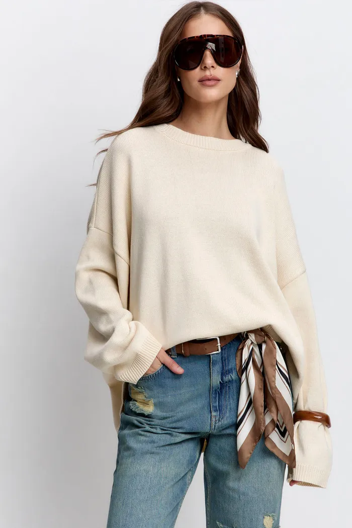 Джемпер с хлопком ванильного цвета