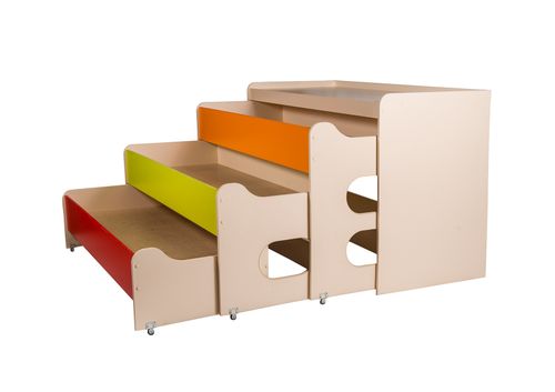 Кровать детская раздвижная 3 яруса с тумбой "Матрешка-2"