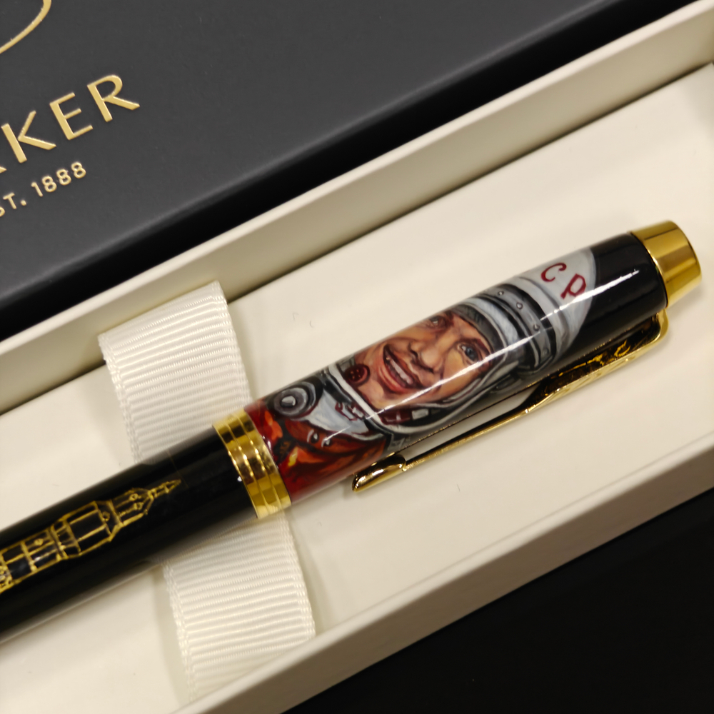 Ручка Parker с ручной росписью Палех "Юрий Гагарин" в коробке