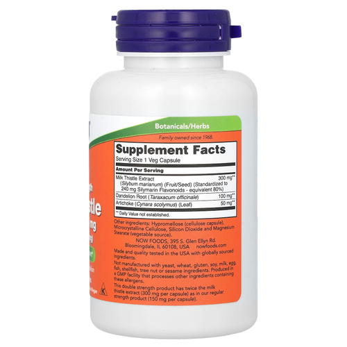 NOW Foods, экстракт расторопши, 300 мг, 100 растительных капсул