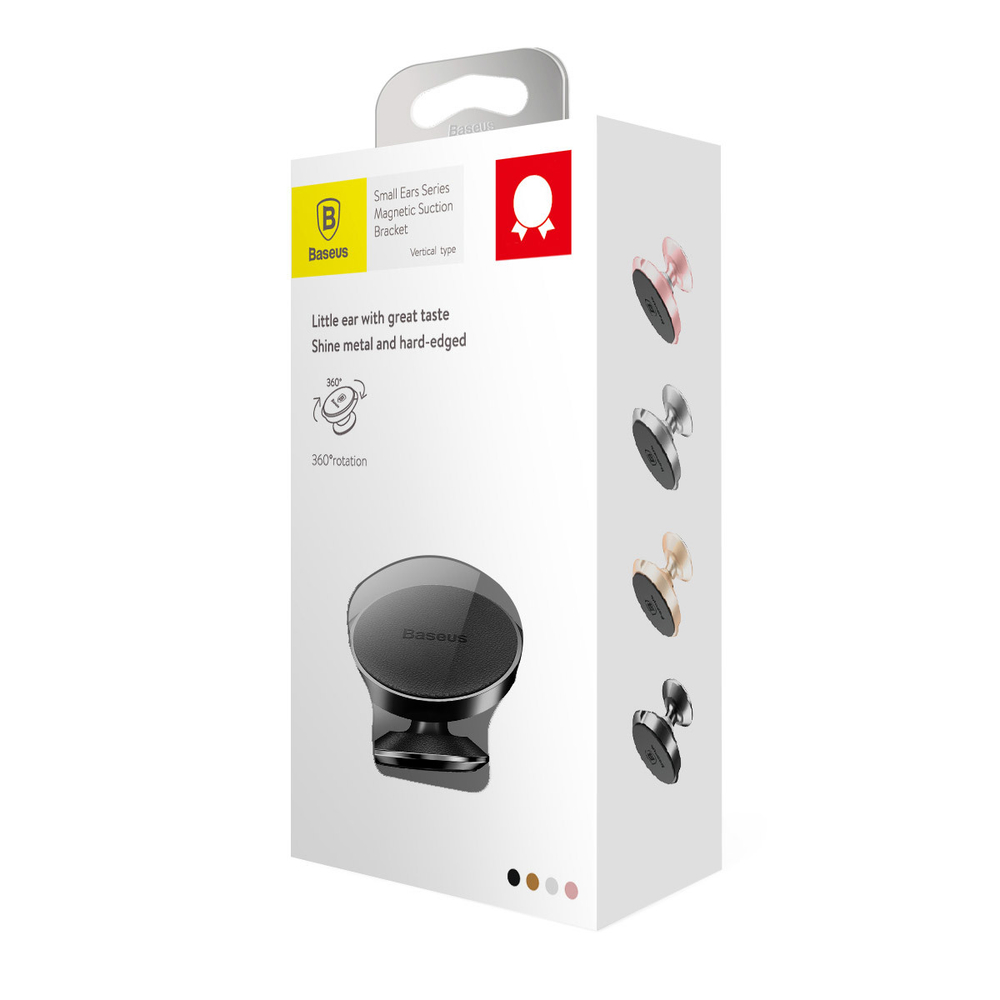 Держатель Baseus Small Ears Series Magnetic Suction Bracket - Leather (Vertical Type) - Black
