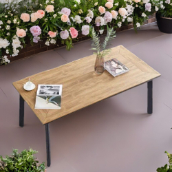 Алюминиевый обеденный стол 120*80 см ПОЛИВУД-8 «POLYWOOD-8″цвет тик