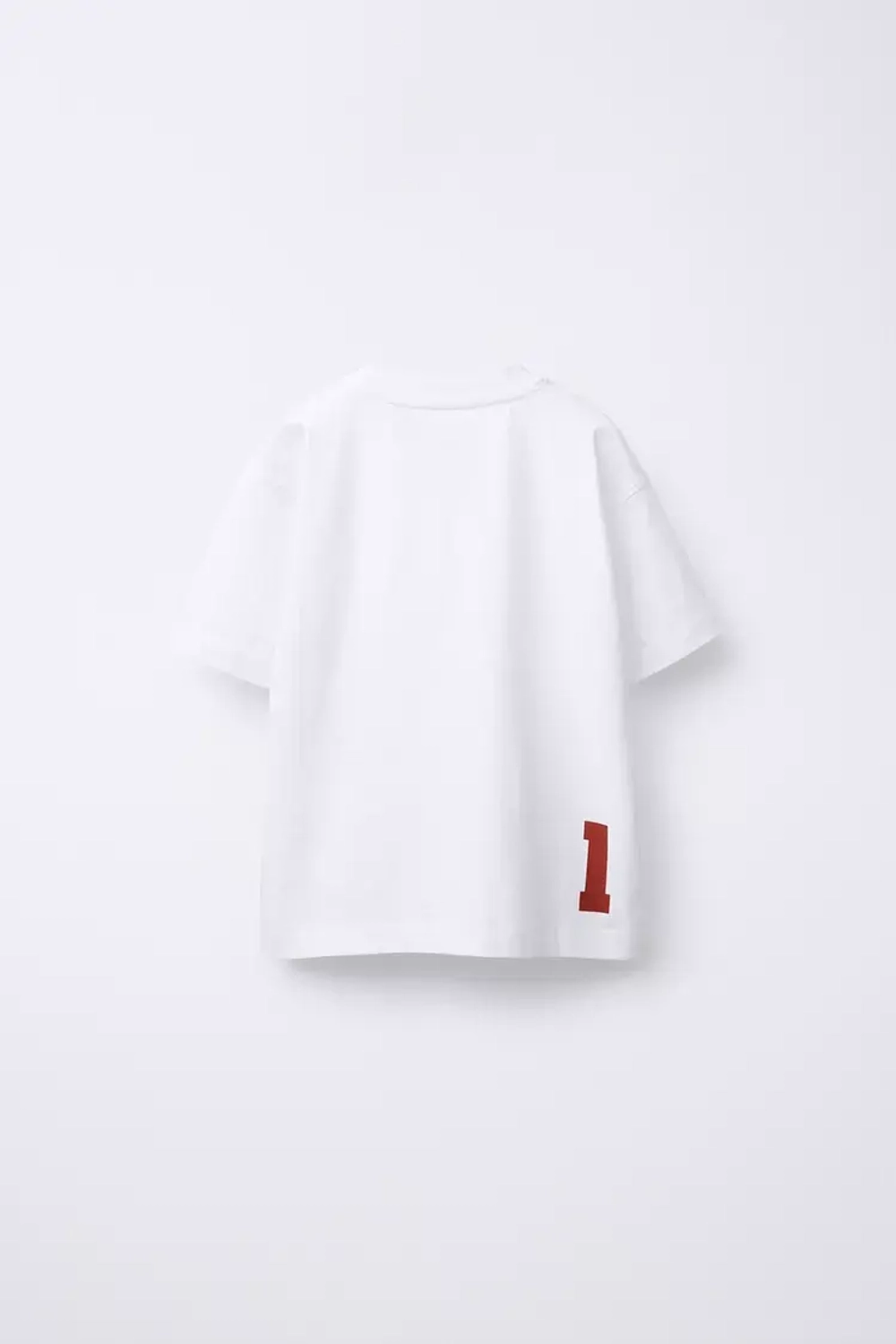 ZARA ФУТБОЛКА С НАДПИСЬЮ И НАШИВКОЙ, БЕЛЫЙ/КРАСНЫЙ