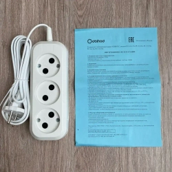 Электрический удлинитель тройник Obihod обиход ШВВП, 3м, белый, 6A