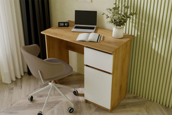 Стол письменный 900 Денвер, Дуб золотой, Белый шагрень