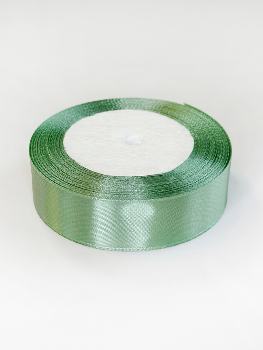 Атласная лента 25 мм (25 ярд)  цвет дымчато-зеленый