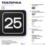 Таблички с номером кабинета "Кабинет №25", для офиса, 30 х 10 см, серия COSMO 3010, черная, Айдентика Технолоджи