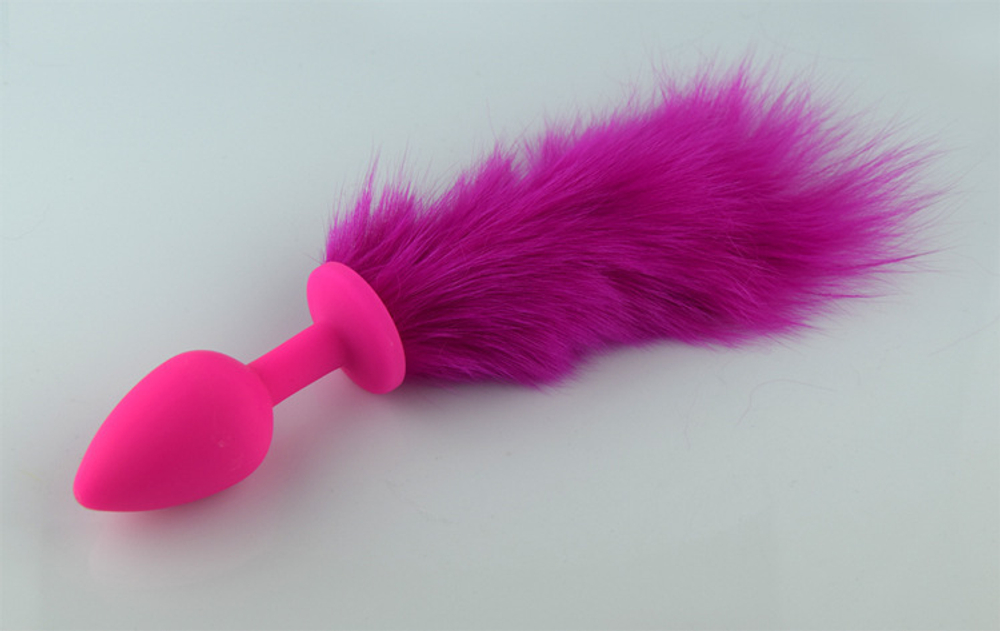 Пробка розовая силикон с розовым хвостом 2,8 х 18,9 см 47162-MM