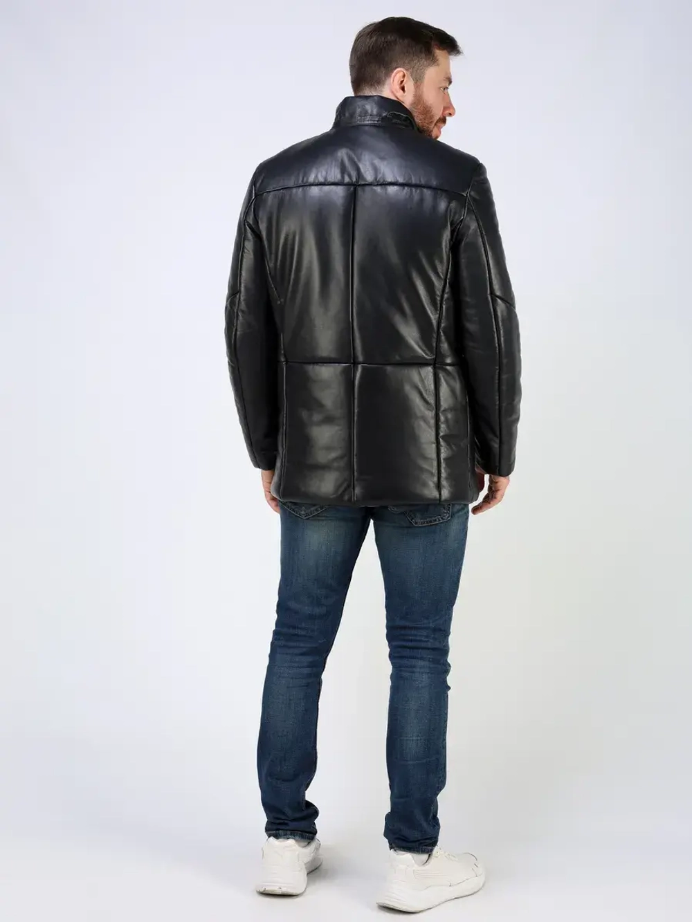 Куртка зимняя кожаная с капюшоном пуховик